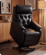 Oliver Genuine Leather Black Rise & Recline Mobility Chair