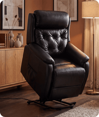 Oliver Genuine Leather Black Rise & Recline Mobility Chair