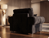 Florence High Back Black Fabric Armchair
