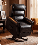 Cambridge Genuine Leather Black Rise & Recline Mobility Chair