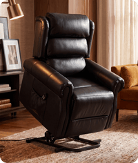 Cambridge Genuine Leather Black Rise & Recline Mobility Chair