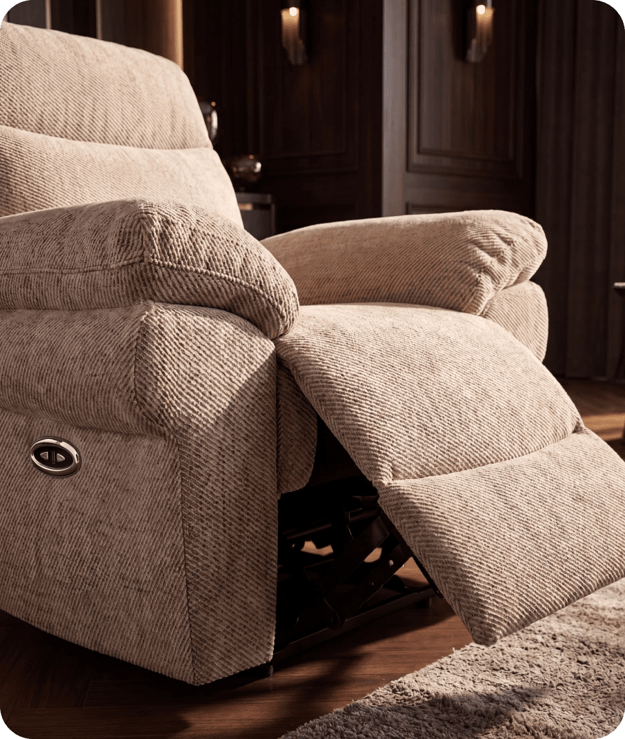 Lunaro Beige Fabric Electric Recliner Armchair