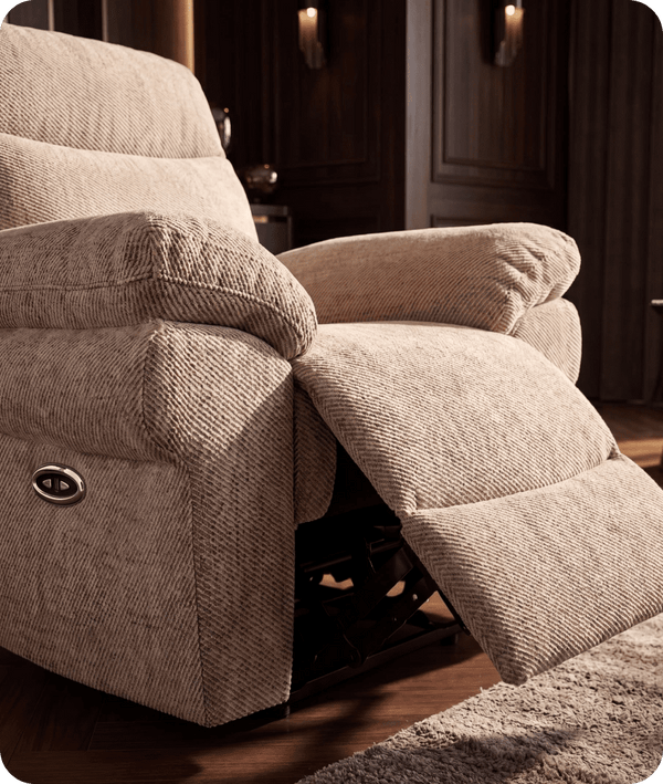 Lunaro Beige Fabric Electric Recliner Armchair