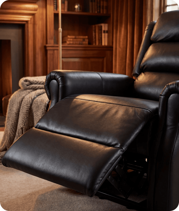Cambridge Genuine Leather Black Rise & Recline Mobility Chair