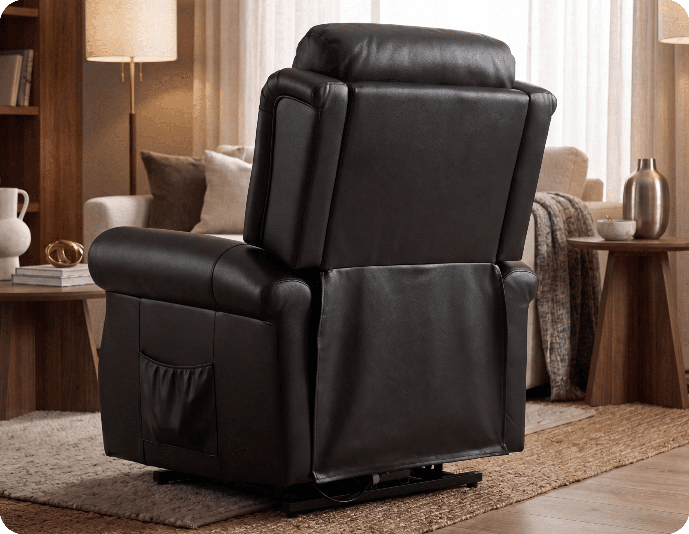 Derby Genuine Leather Black Rise & Recline Mobility Chair