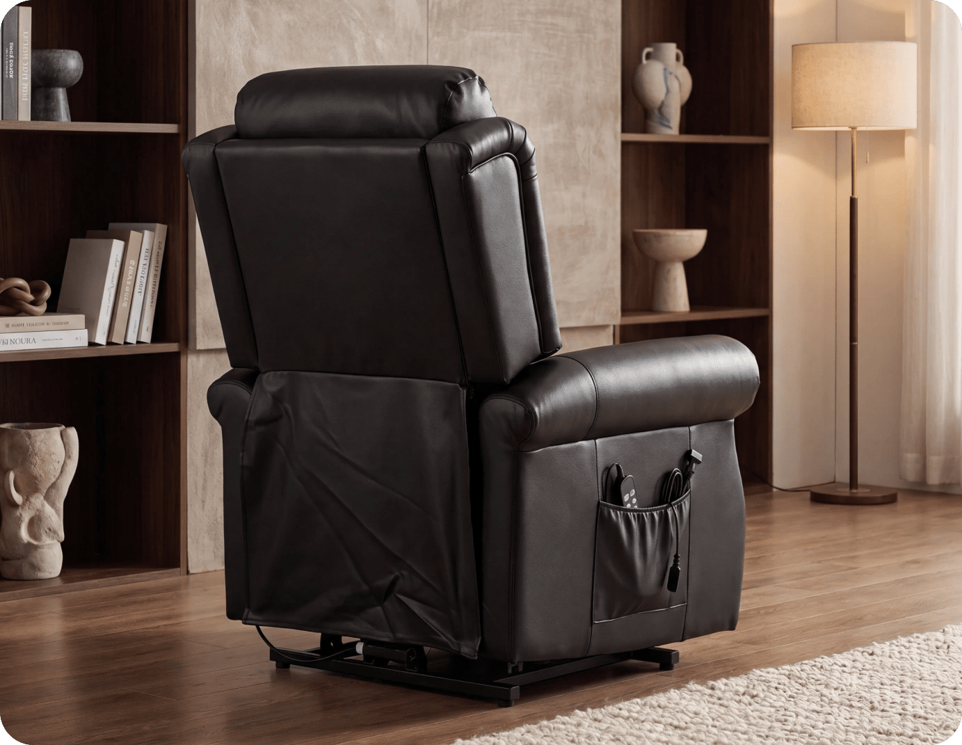 Cambridge Genuine Leather Black Rise & Recline Mobility Chair