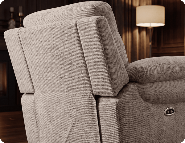 Lunaro Beige Fabric Electric Recliner Armchair