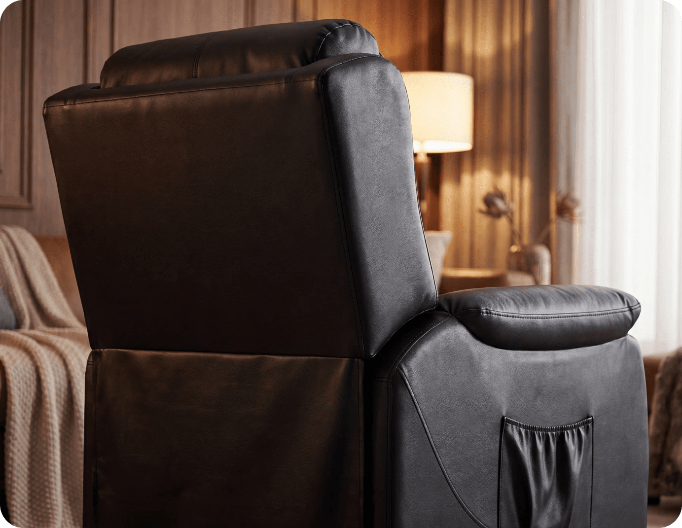 Oliver Genuine Leather Black Rise & Recline Mobility Chair