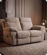 Lunaro Beige Fabric Electric Recliner 2 Seater Sofa