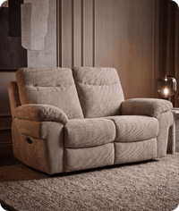 Lunaro Beige Fabric Electric Recliner 2 Seater Sofa