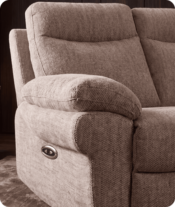 Lunaro Beige Fabric Electric Recliner 2 Seater Sofa