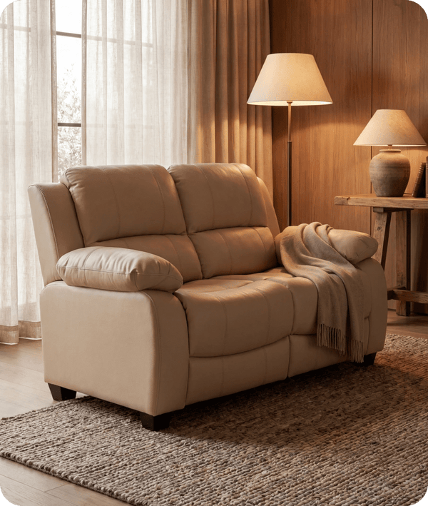 Veloura Cream Leather 2 Seater Sofa