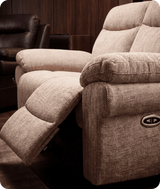 Lunaro Beige Fabric Electric Recliner 2 Seater Sofa