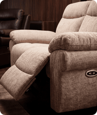 Lunaro Beige Fabric Electric Recliner 2 Seater Sofa