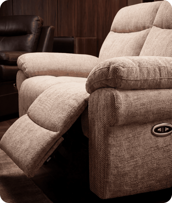 Lunaro Beige Fabric Electric Recliner 2 Seater Sofa