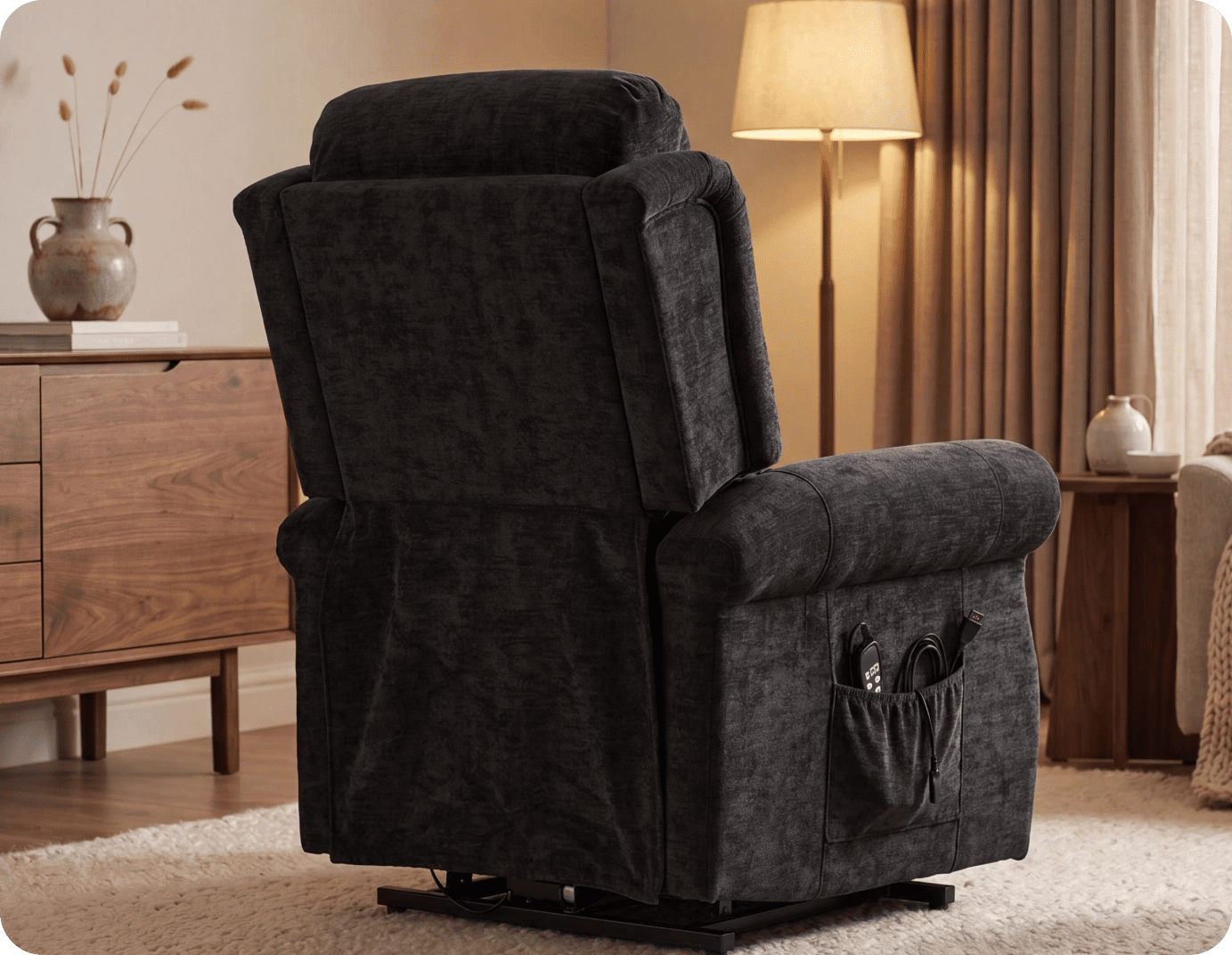Derby Black Fabric Rise & Recline Mobility Chair