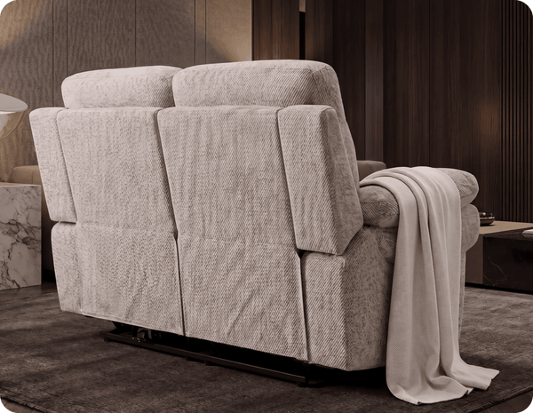 Lunaro Beige Fabric Electric Recliner 2 Seater Sofa