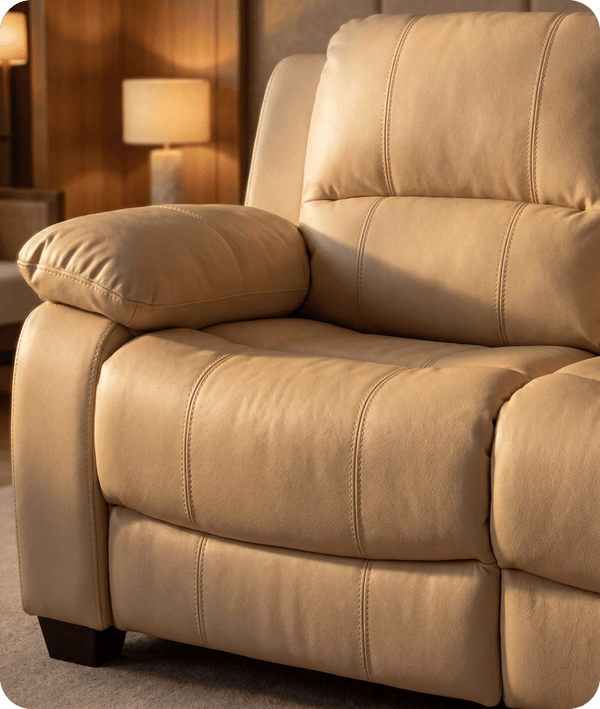 Veloura Cream Leather 2 Seater Sofa