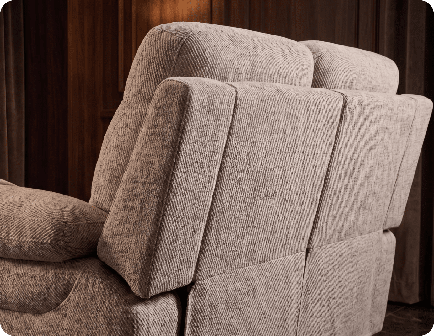 Lunaro Beige Fabric Electric Recliner 2 Seater Sofa