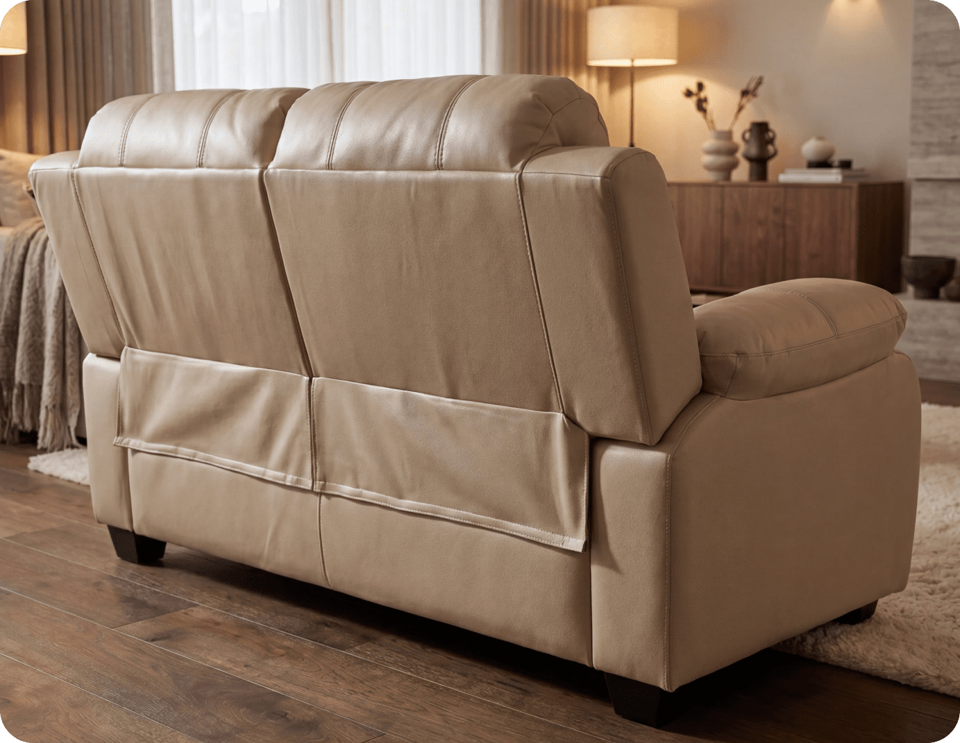 Veloura Cream Leather 2 Seater Sofa