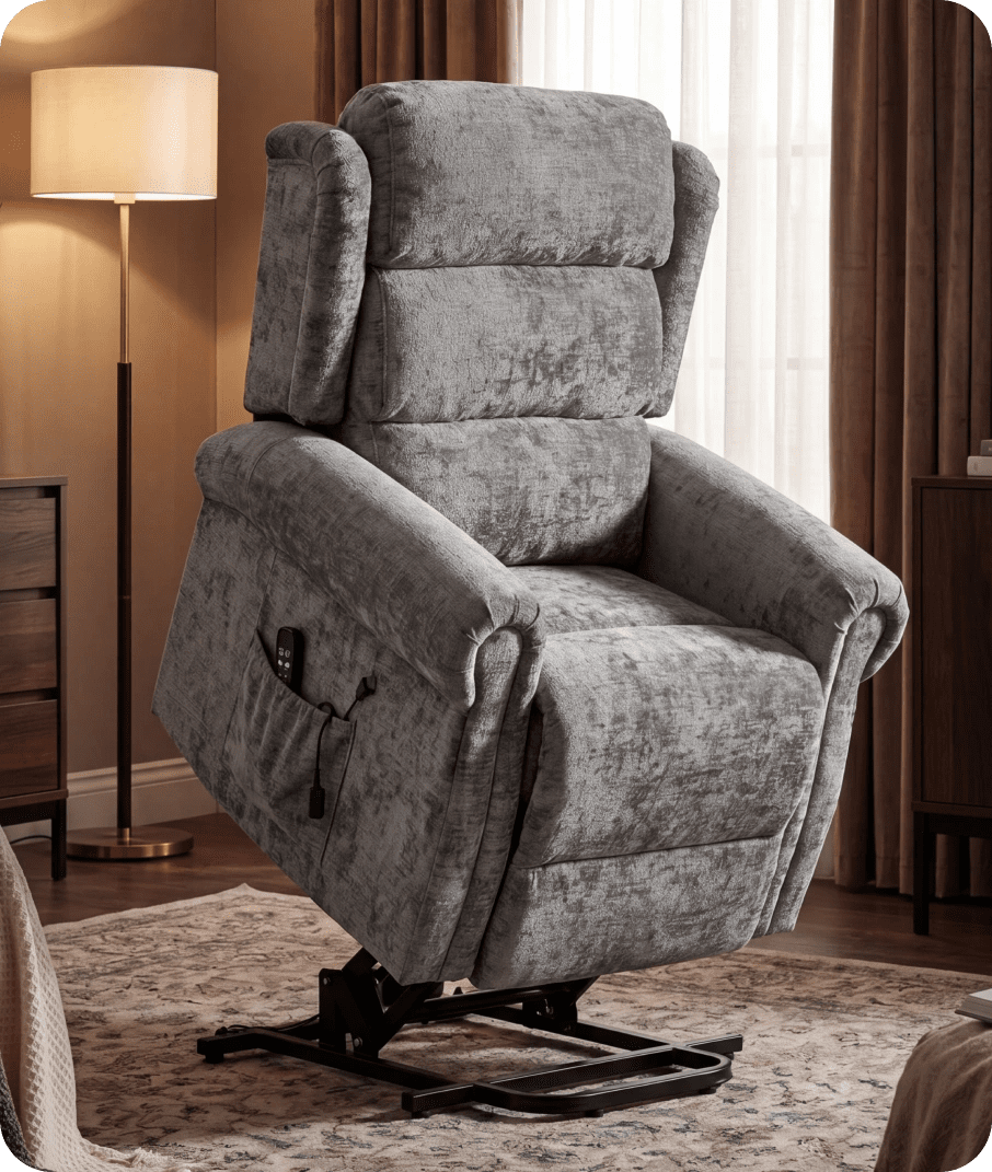 Cambridge Grey Fabric Rise & Recline Mobility Chair