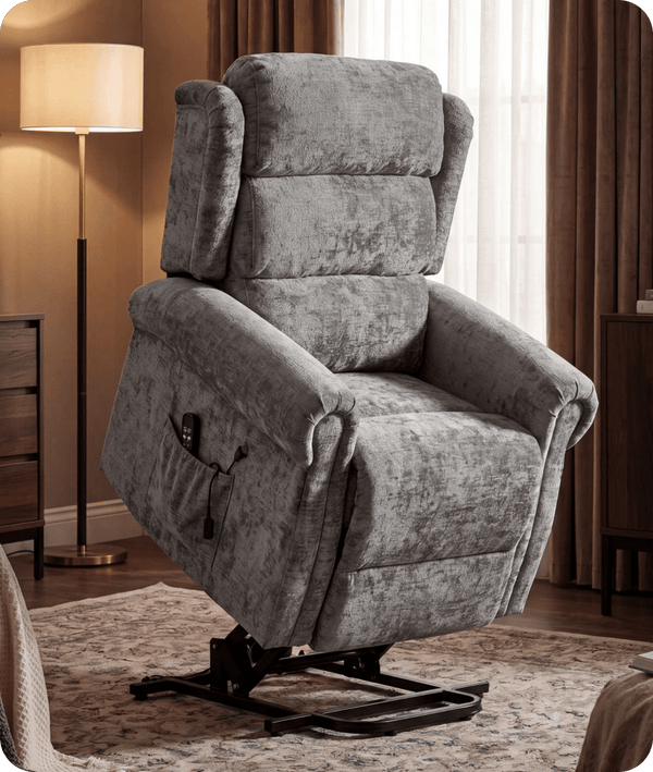 Cambridge Grey Fabric Rise & Recline Mobility Chair