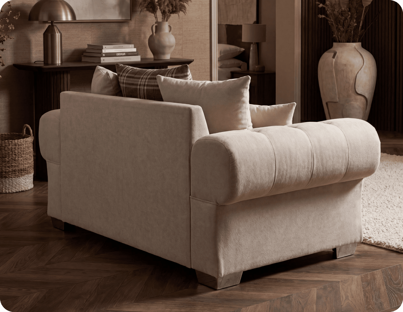 Florence Scatter Back Cream Fabric 2 Seater Sofa