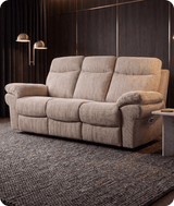 Lunaro Beige Fabric Electric Recliner 3 Seater Sofa