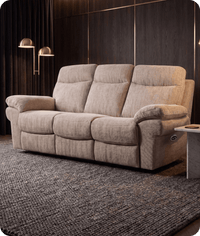 Lunaro Beige Fabric Electric Recliner 3 Seater Sofa