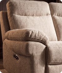 Lunaro Beige Fabric Electric Recliner 3 Seater Sofa