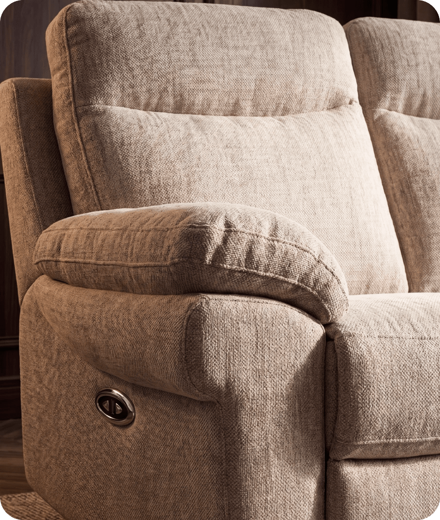 Lunaro Beige Fabric Electric Recliner 3 Seater Sofa