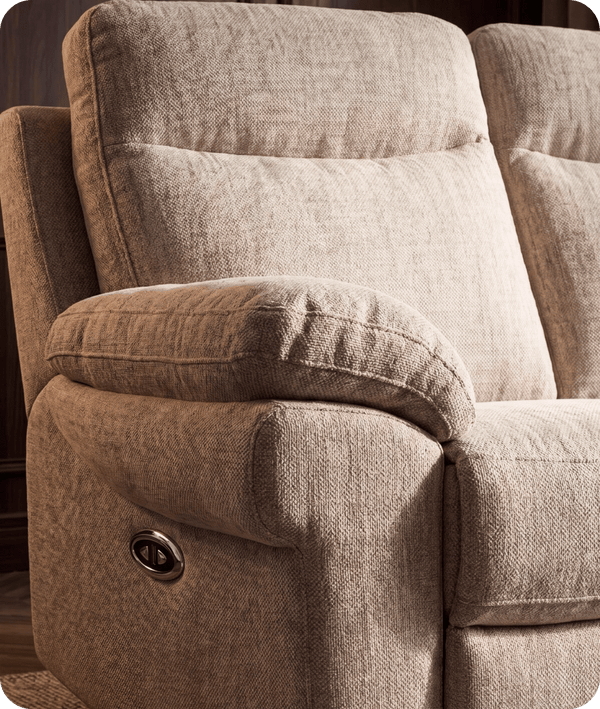 Lunaro Beige Fabric Electric Recliner 3 Seater Sofa