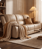 Veloura Cream Leather 3 Seater Sofa