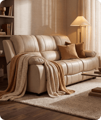 Veloura Cream Leather 3 Seater Sofa