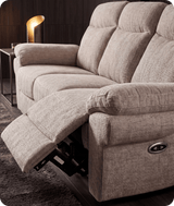 Lunaro Beige Fabric Electric Recliner 3 Seater Sofa