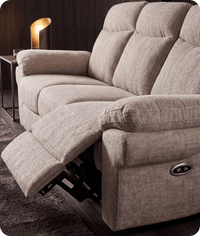 Lunaro Beige Fabric Electric Recliner 3 Seater Sofa