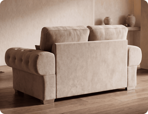 Florence High Back Cream Fabric 3 Seater Sofa Bed