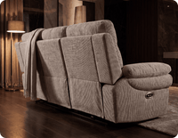 Lunaro Beige Fabric Electric Recliner 3 Seater Sofa