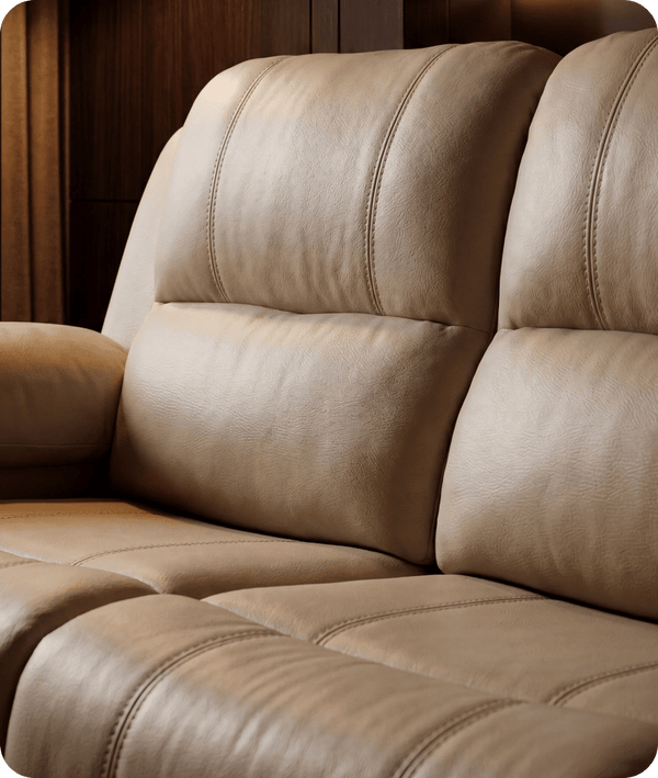 Veloura Cream Leather 3 Seater Sofa