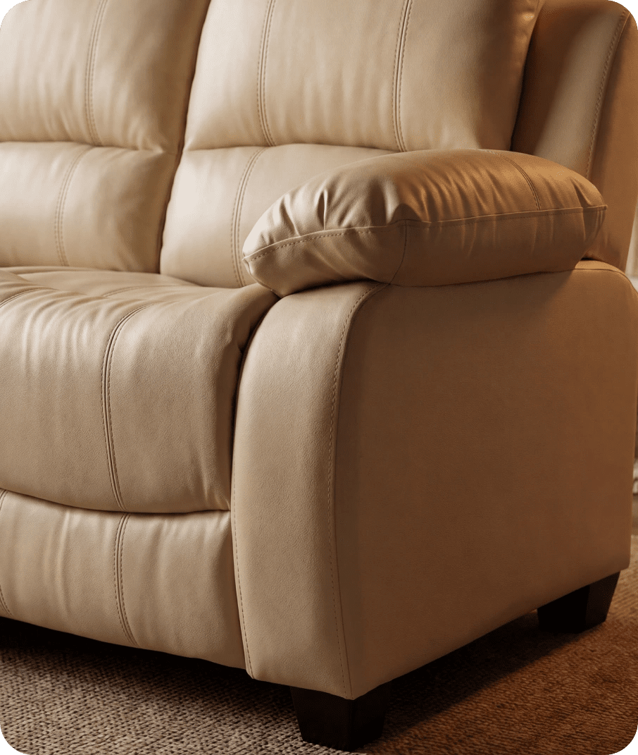 Veloura Cream Leather 3 Seater Sofa