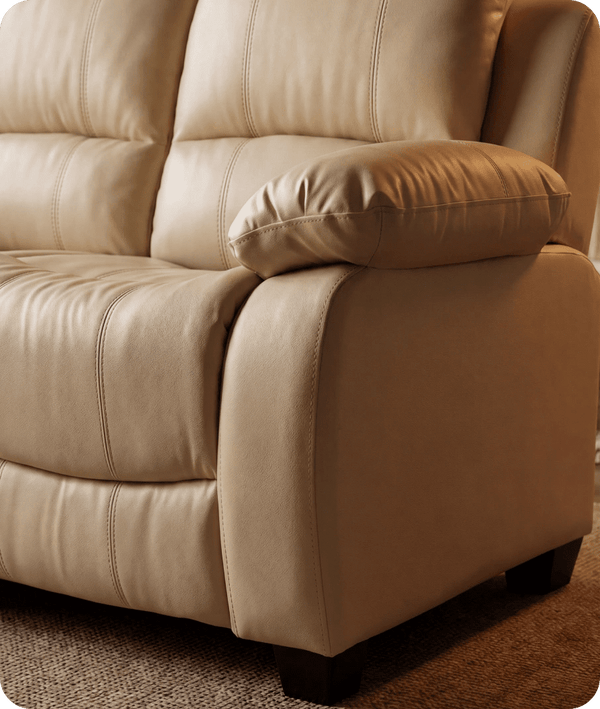 Veloura Cream Leather 3 Seater Sofa