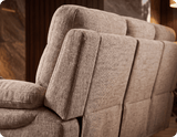 Lunaro Beige Fabric Electric Recliner 3 Seater Sofa