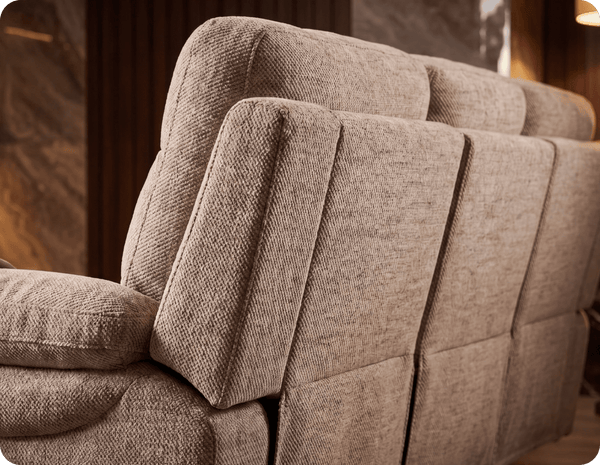Lunaro Beige Fabric Electric Recliner 3 Seater Sofa