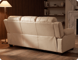 Veloura Cream Leather 3 Seater Sofa