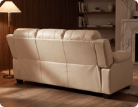 Veloura Cream Leather 3 Seater Sofa