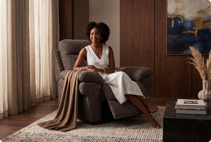 Lunaro Brown Fabric Electric Recliner Armchair