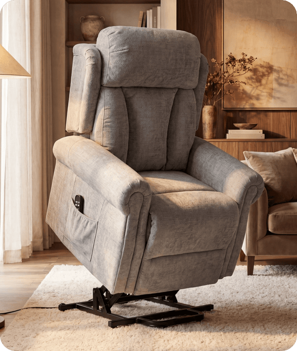 Derby Light Grey Fabric Rise & Recline Mobility Chair