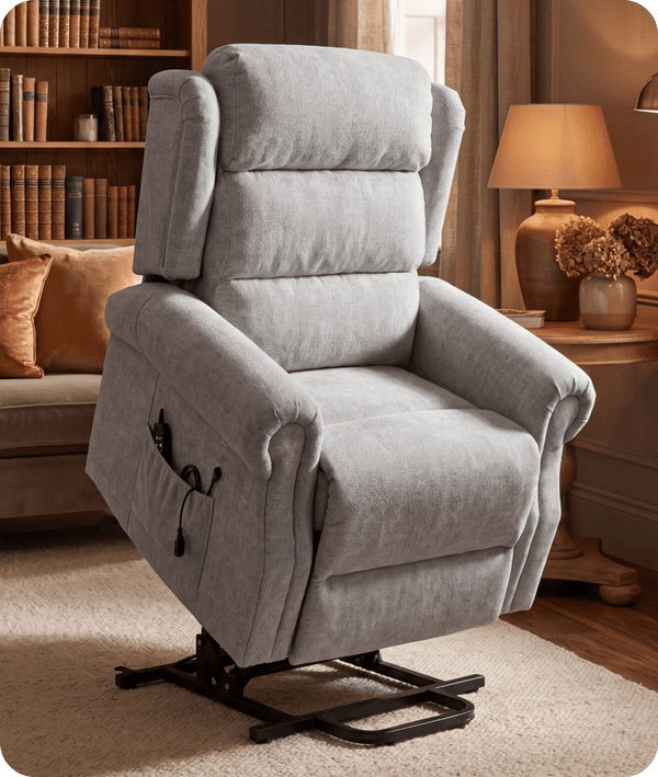 Cambridge Light Grey Fabric Rise & Recline Mobility Chair