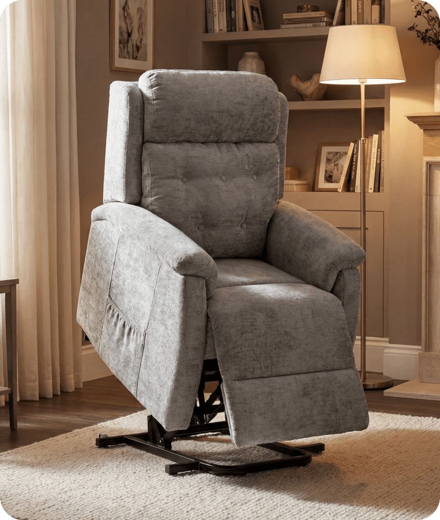 Oliver Light Grey Fabric Rise & Recline Mobility Chair
