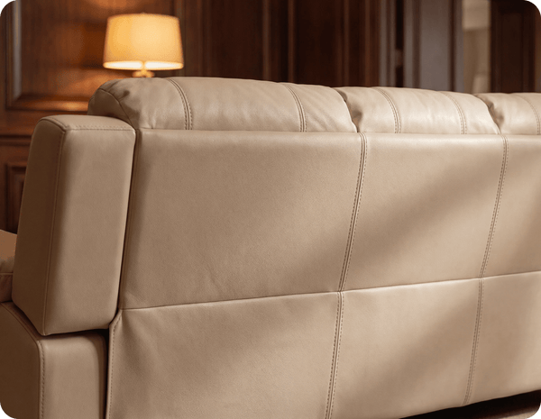 Veloura Cream Leather 3 Seater Sofa